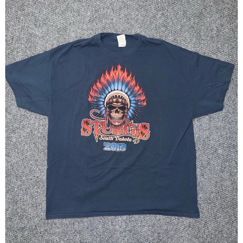 Gildan Men's Navy Skull Graphic Cotton Knit Short Sleeve T-Shirt Crew‎ Neck 2XL